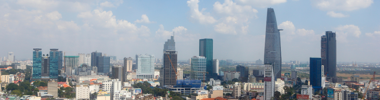 The skyline of Ho Chi Minh City in Vietnam where Sodexo is based