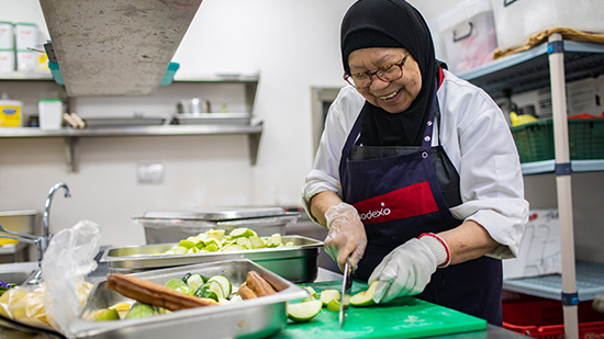 Sodexo catering employees preparing food
